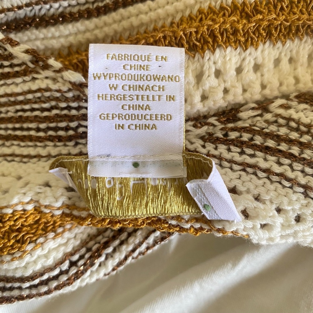 House of Harlow 1960 Crochet Knit Maxi‎ Dress Striped Boho Metallic M - Picture 7 of 10